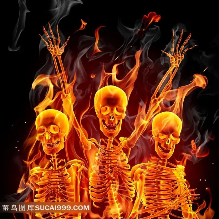 火焰骷髅人创意概念图片
