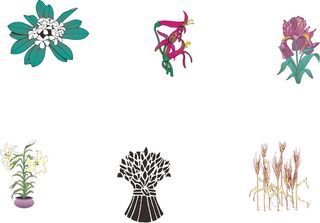 绿色简约风CDR矢量图春季花草植物插画元素