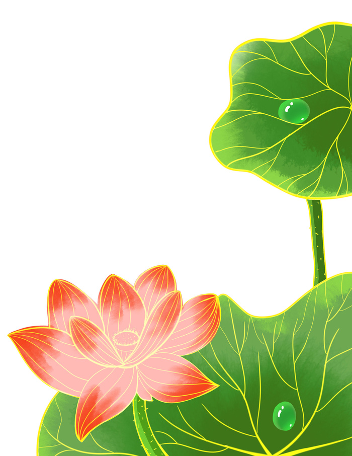 国潮中国风手绘荷花莲花荷叶莲藕植物花卉装饰插画PSD设计素材psd模版下载
