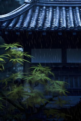 雨水国风建筑背景