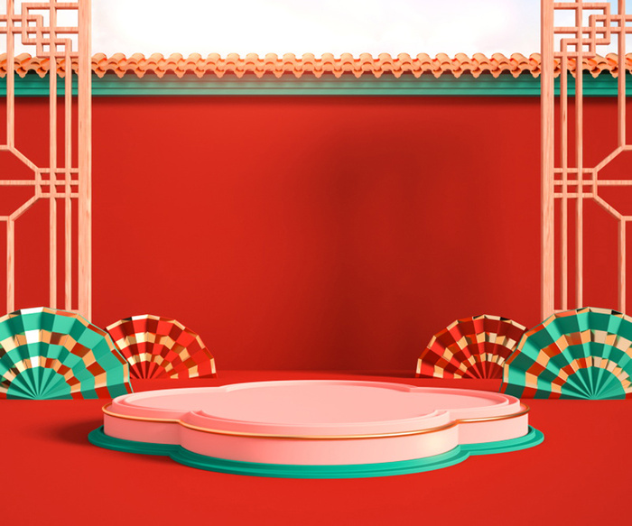 中国风古典背景红色喜庆新年主图背景psd模版下载
