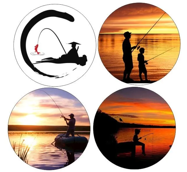 灯箱捕鱼人黄昏剪影cdr矢量模版下载