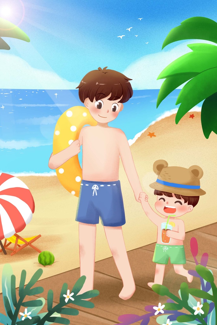处暑之沙滩夏日缤纷乐psd模版下载