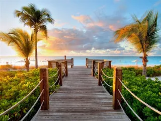 唯美的海边码头风景图片素材