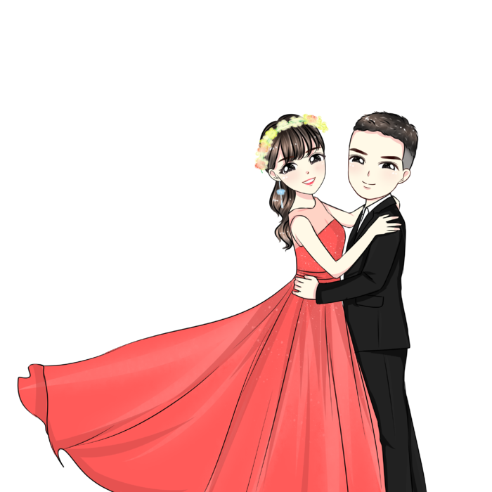 婚纱卡通人物婚礼白纱结婚婚纱摄影手绘