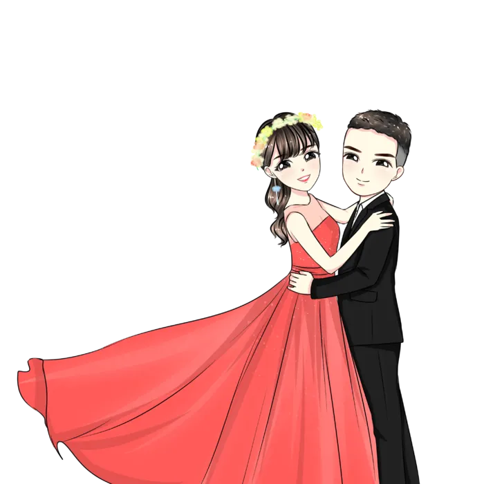 婚纱卡通人物婚礼白纱结婚婚纱摄影手绘