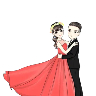 婚纱卡通人物婚礼白纱结婚婚纱摄影手绘