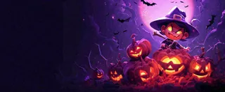 万圣节紫色黄南瓜黑色恐怖，疯狂奇幻鬼屋