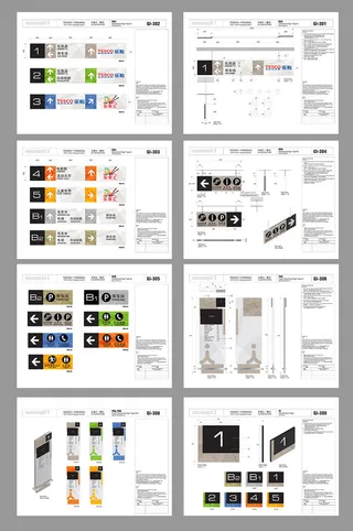 全套简约大气广场商场导视牌 