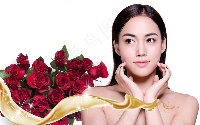 情人节美女和玫瑰