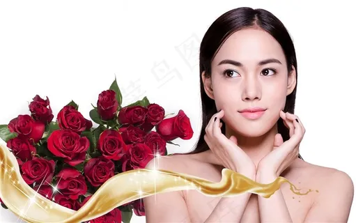 情人节美女和玫瑰