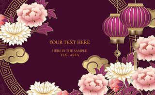 金龙花朵与祥云等春节主题矢量素材