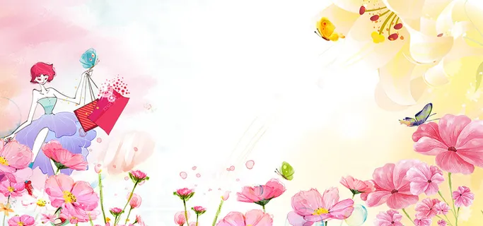 妇女节卡通粉色花背景 妇女节卡通粉色花背景