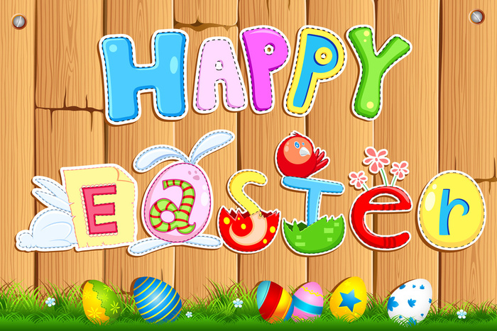 复活节贺卡的背景。春天的装饰元素和花卉