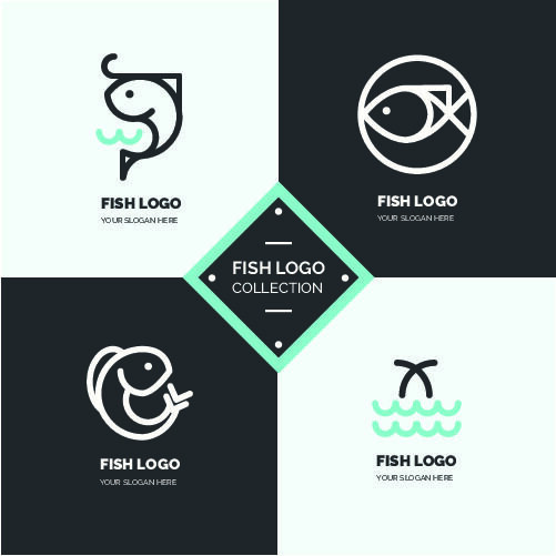 商务海洋鱼类海鲜图标LOGO标识标志标签水产图形AI矢量EPS素材图eps,ai矢量模版下载