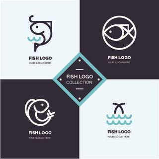 商务海洋鱼类海鲜图标LOGO标识标志标签水产图形AI矢量EPS素材图