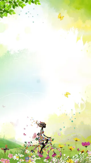 绿色彩绘魅力春天背景
