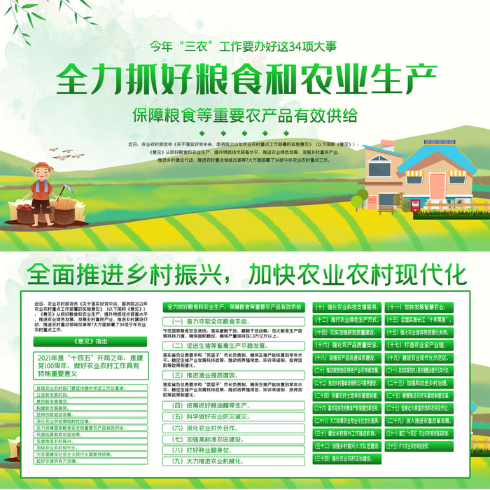 绿色大气粮食和现代农业生产展板psd模版下载