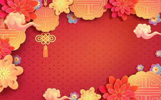 剪纸花卉月饼插画海报背景