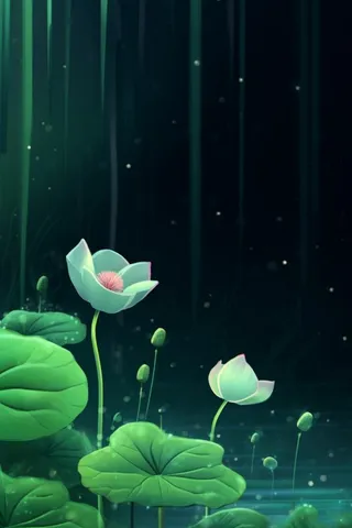 国风夜晚荷花荷叶大气背景