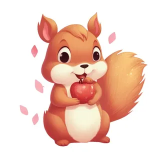 卡通插画松鼠松果免抠
