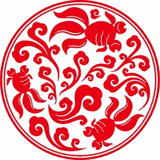金鱼剪纸 剪纸风元素