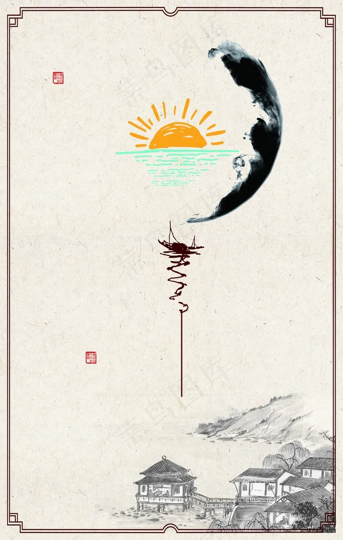 复古工笔画中国风PSD模板psd模版下载