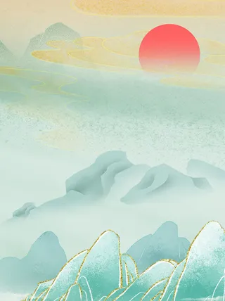 中国风复古国潮神话敦煌插画图案纸纹理肌理背景PSD设计模板素材