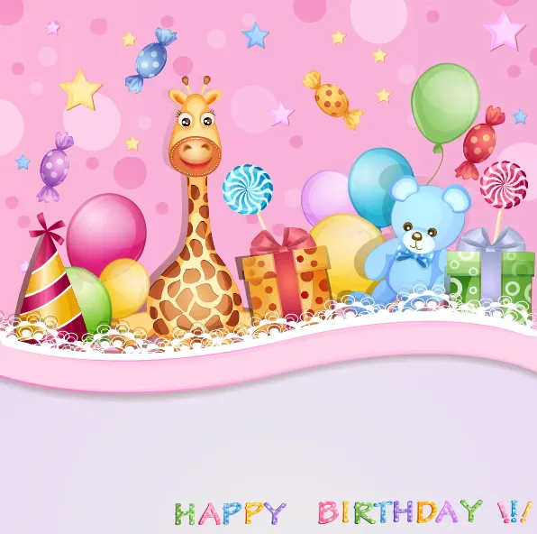 设计儿童生日背景eps,ai矢量模版下载