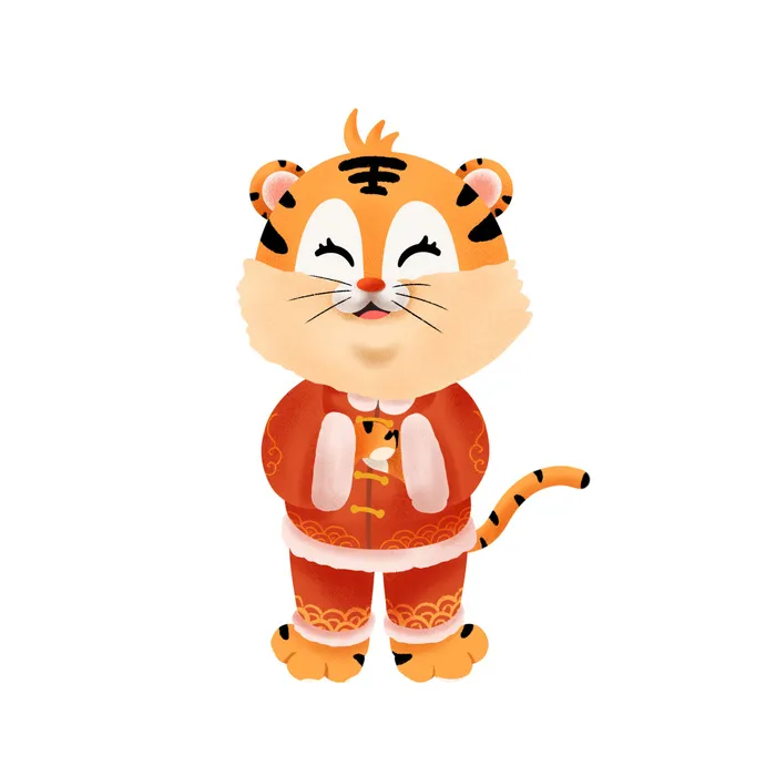手绘2022虎年新年春节卡通老虎形象IP插画元素PSD设计素材图案psd模版下载