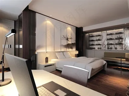 居家卧室办公图片