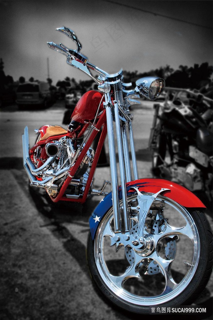 矢量红色摩托车插画