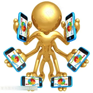 浑身是手拿着手机的黄金3d小人
