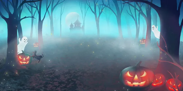 万圣节夜色风景PSD素材