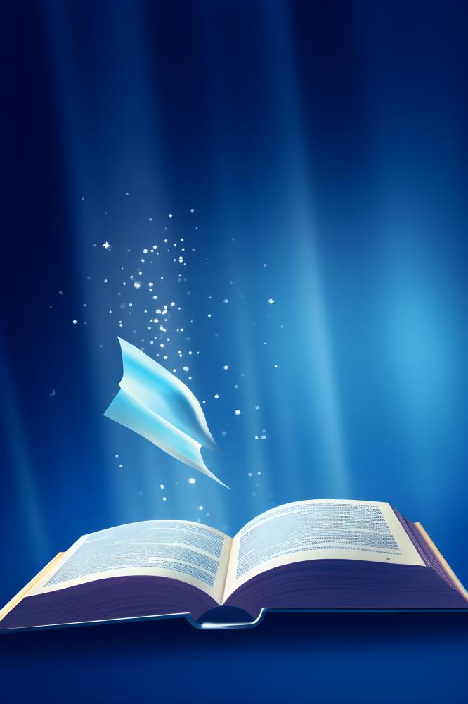 简约蓝色灯书籍扁平背景