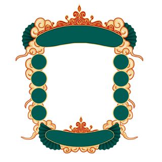 国潮风主题框头像框拱形祥云灯笼春节边框装饰元素设计素材