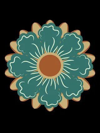 复古中式国潮风敦煌花纹装饰图案花卉藻井肌理圆形边框素材