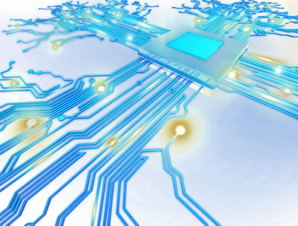 蓝色电路板核心处理器科技kv主视觉