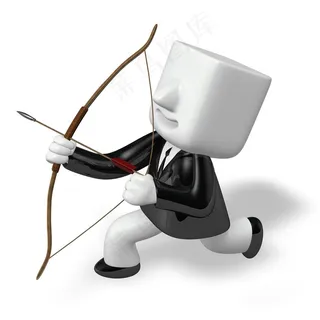 一个跪着射箭的男人