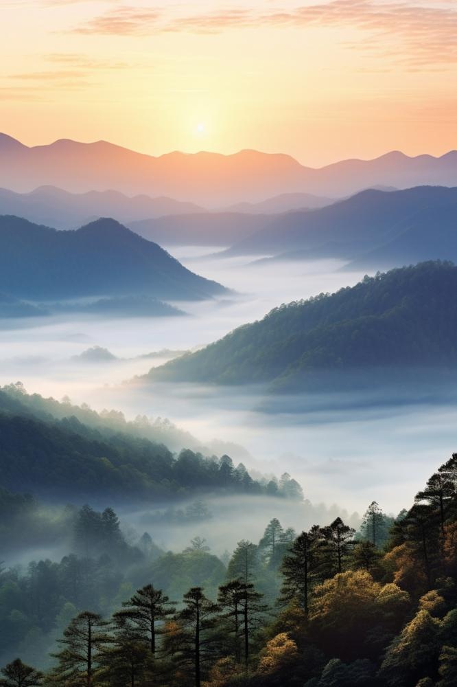 大气山脉树林高空意境海报背景