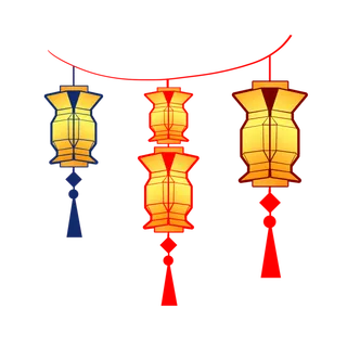 卡通手绘灯笼中秋节元宵节花灯新年海报元素PNG免扣PS素材