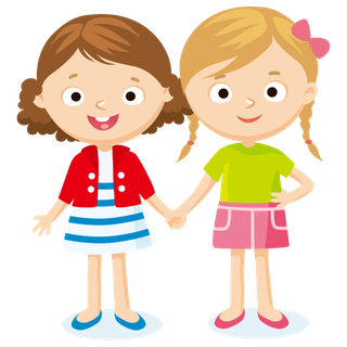 手拉手卡通女孩