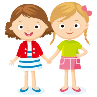 手拉手卡通女孩