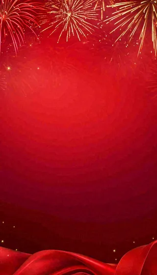 中国红喜庆烟花丝绸丝带，节日背景