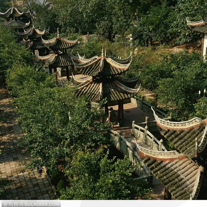 中国古老建筑-成排的亭子