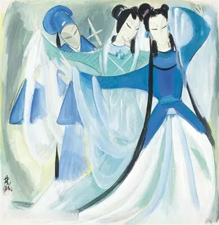 林风眠手绘舞蹈喜剧人物装饰画