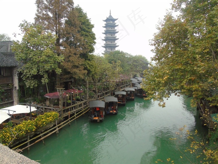 浙江桐乡乌镇烟雨风景素材图片