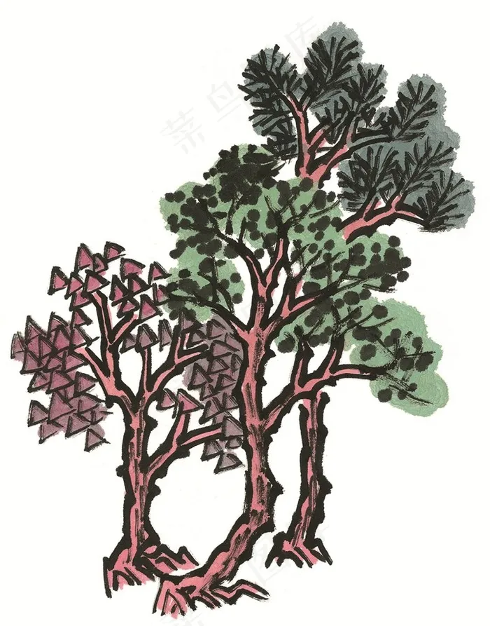 古树国画欣赏素材