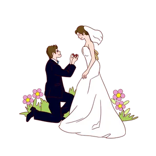 婚纱卡通人物婚礼白纱结婚婚纱摄影手绘