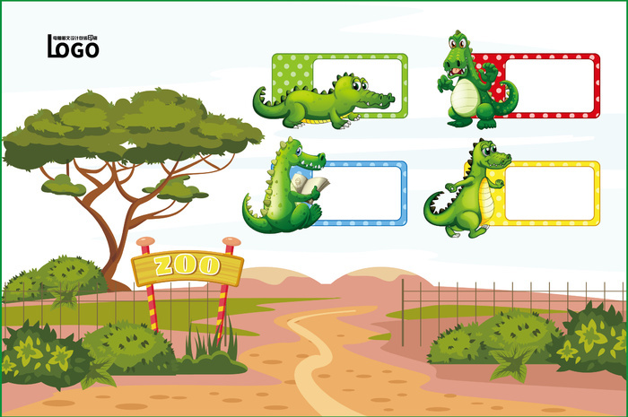 动物世界卡通不干胶标签贴纸